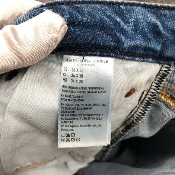 American Eagle Original Bootcut Jeans Mens 34x30 (34x29) Blue Airflex Whiskered - Picture 12 of 12